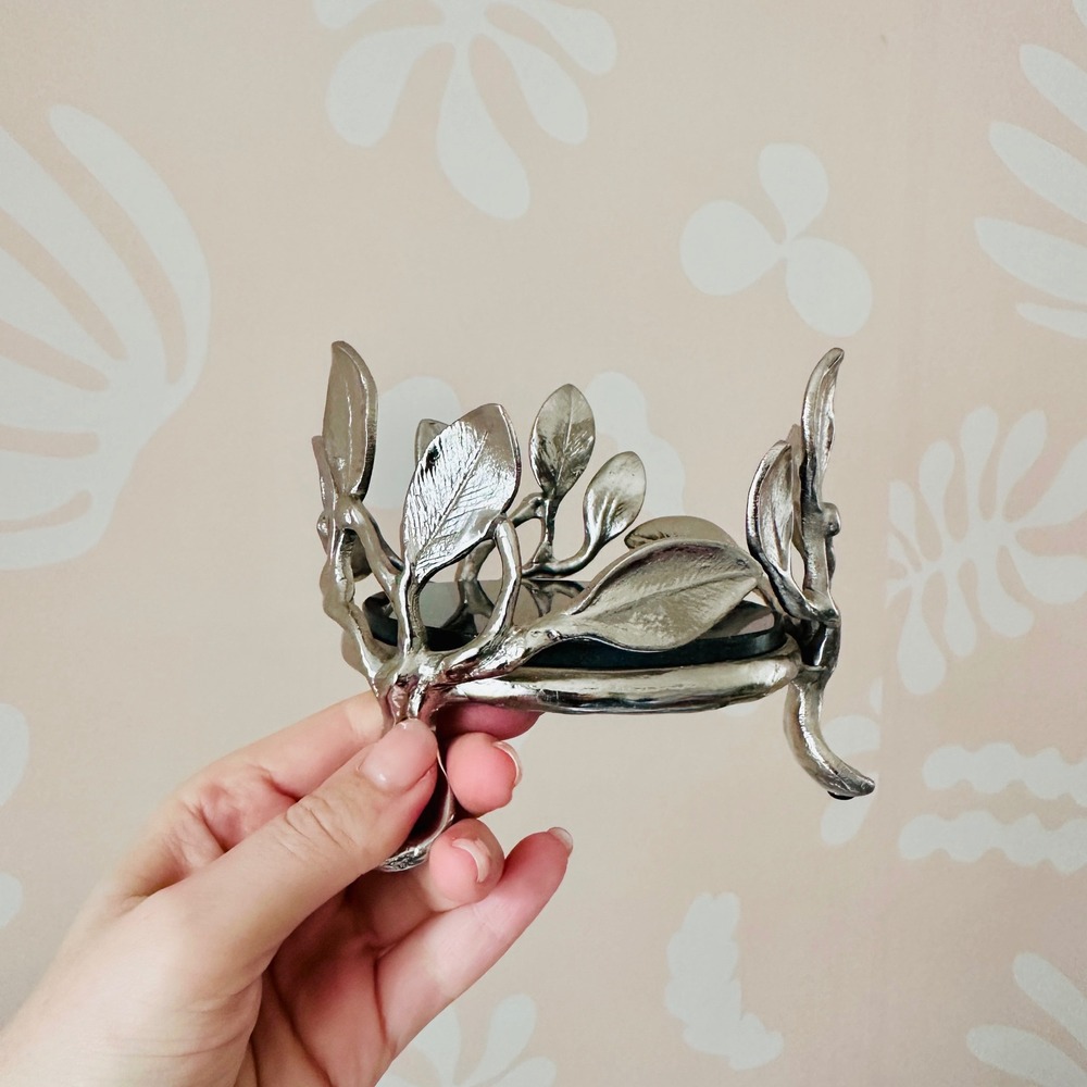 NWT Michael Aram Olive Branch Silver Candle Holder, Botanical Decor